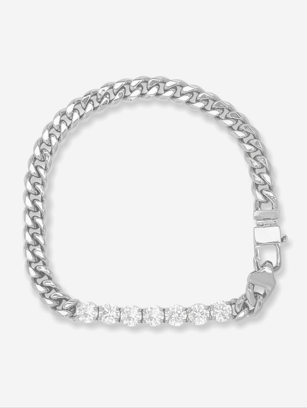Melinda Maria Julian Loves Diamonds Chain Bracelet 6.8mm 7.5" Silver New ✨️FIRM
